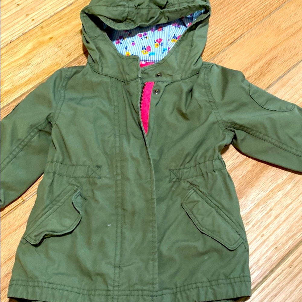 Olive jacket for toddler w hood
